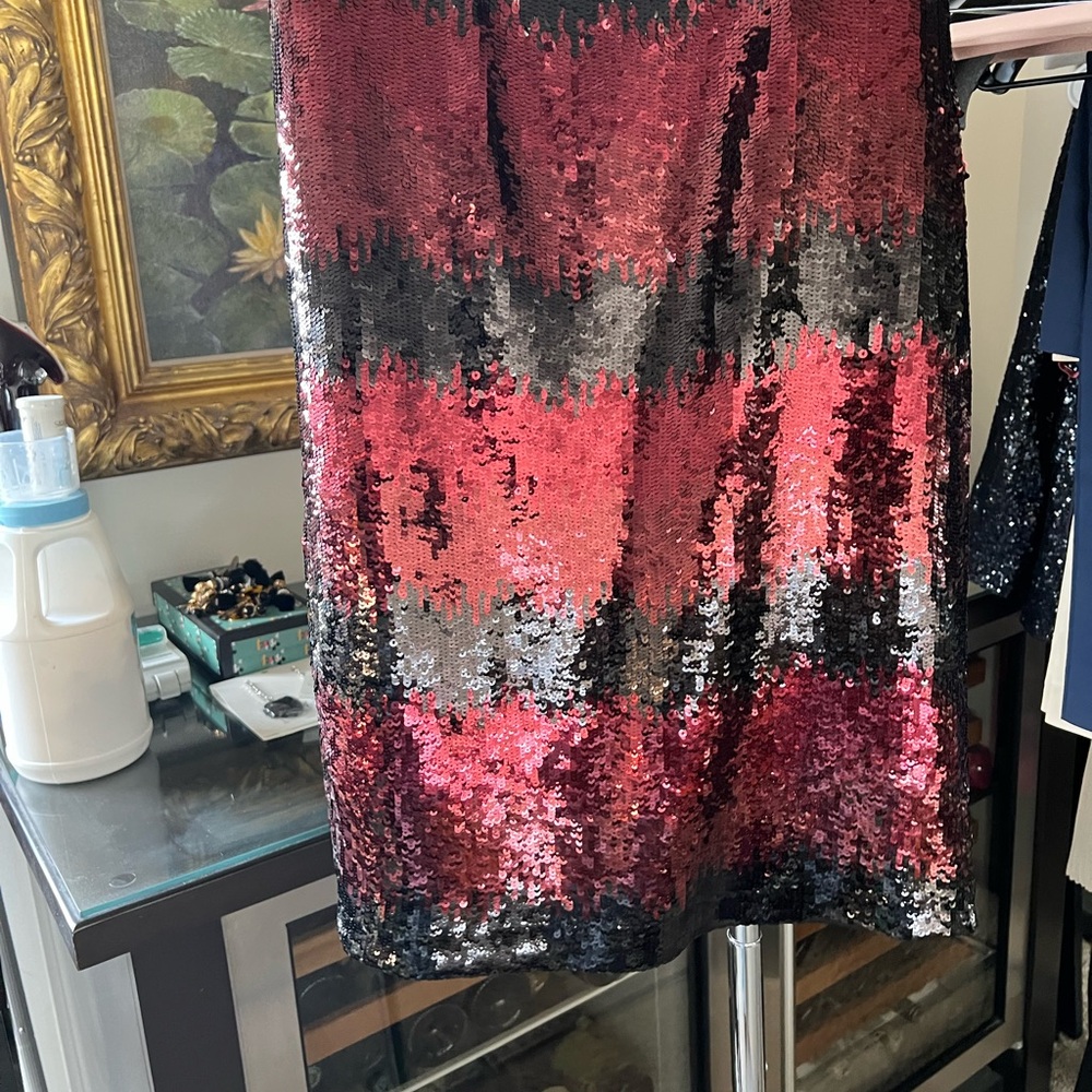 Vince Camuto Sequin Pencil Skirt - Red and Black